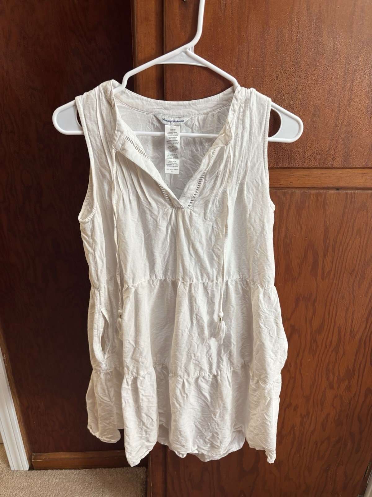 Tommy Bahama Size Small White Linen Cotton Blend Sleeveless Dress Women’s