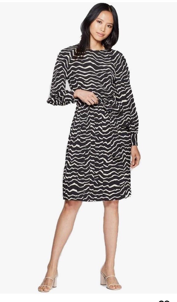 Womens Career Plus Size XXL (18) Animal Print Midi Dress Black & White Bust 48”