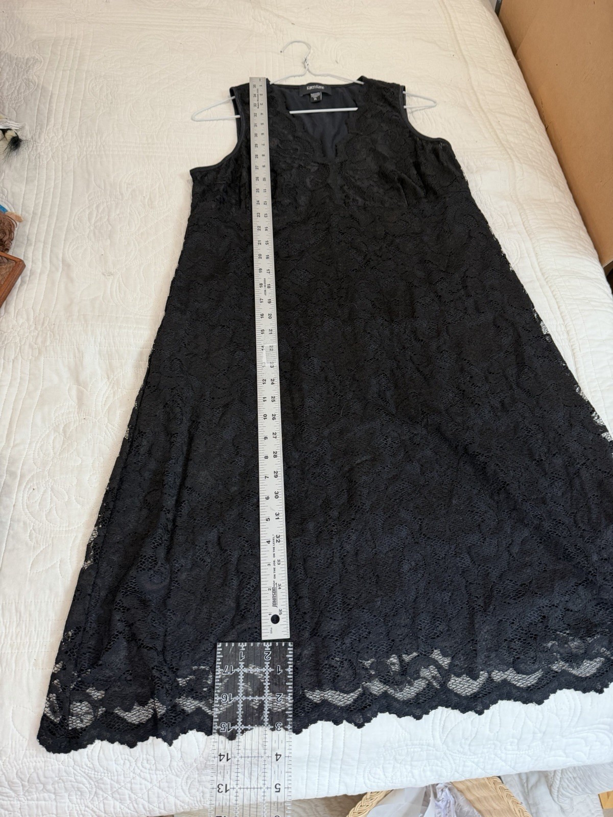 Karen Kane Black Lace Overlay Sleeveless Dress Sleeves Cocktail Midi Women’s XL