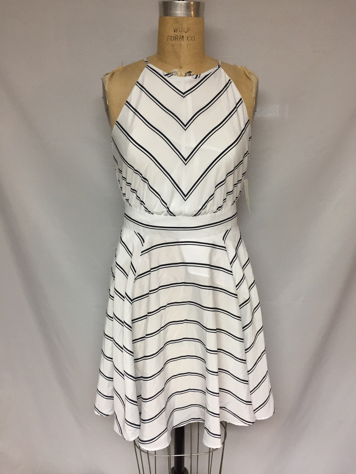Maison Jules Womens Kimberly Striped A‑Line Sundress 71183MJ White / Blue NWT