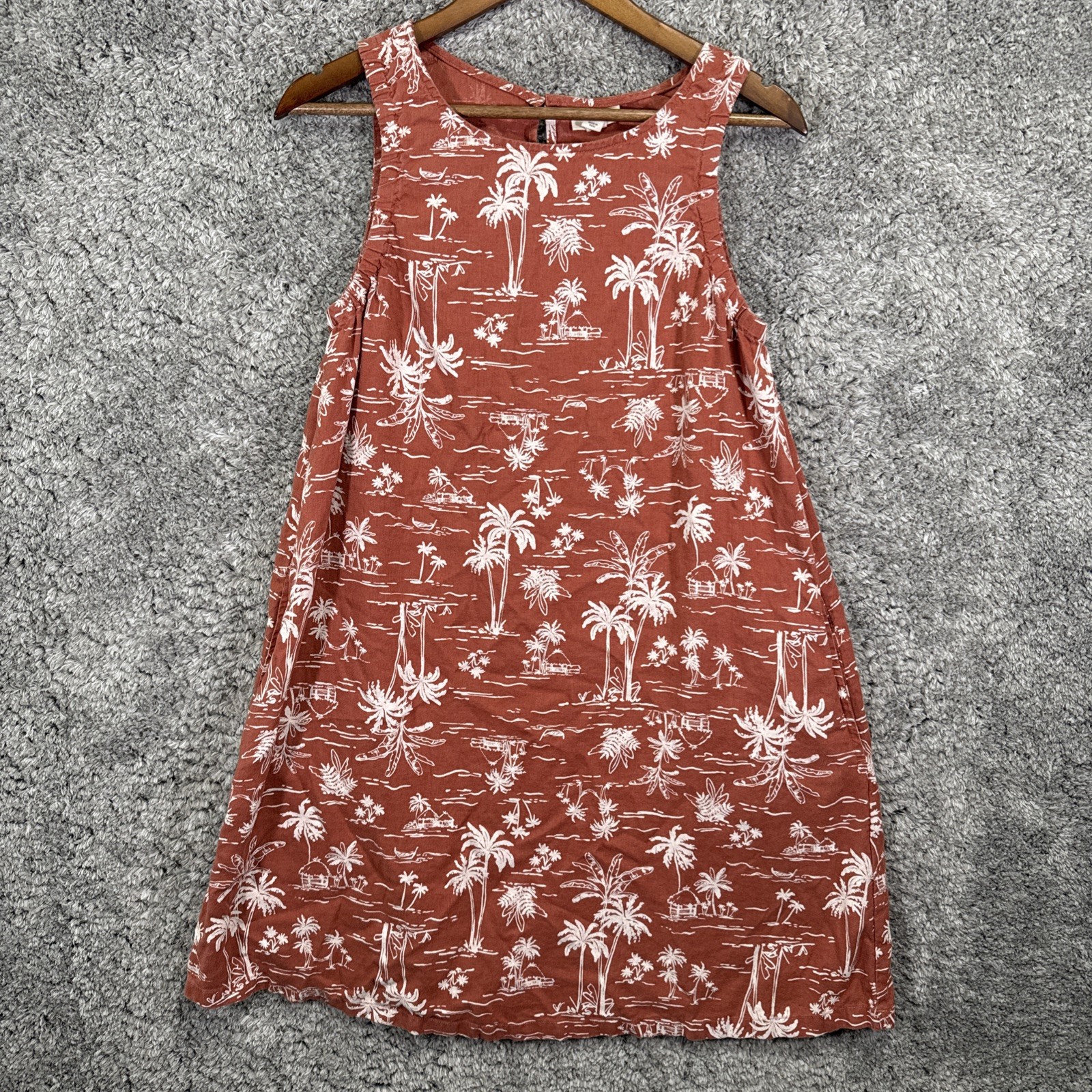 A.N.A. Linen Blend Mini Dress Sleeveless Boho Tropical Medium Terracotta Beach