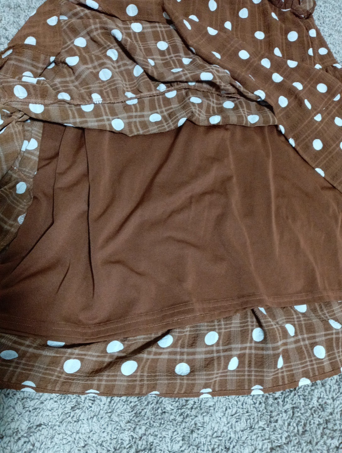 Perch by Blu Pepper Brown Polka Dot Dress Lined Women’s Plus Size 1XL Cap Sleeve