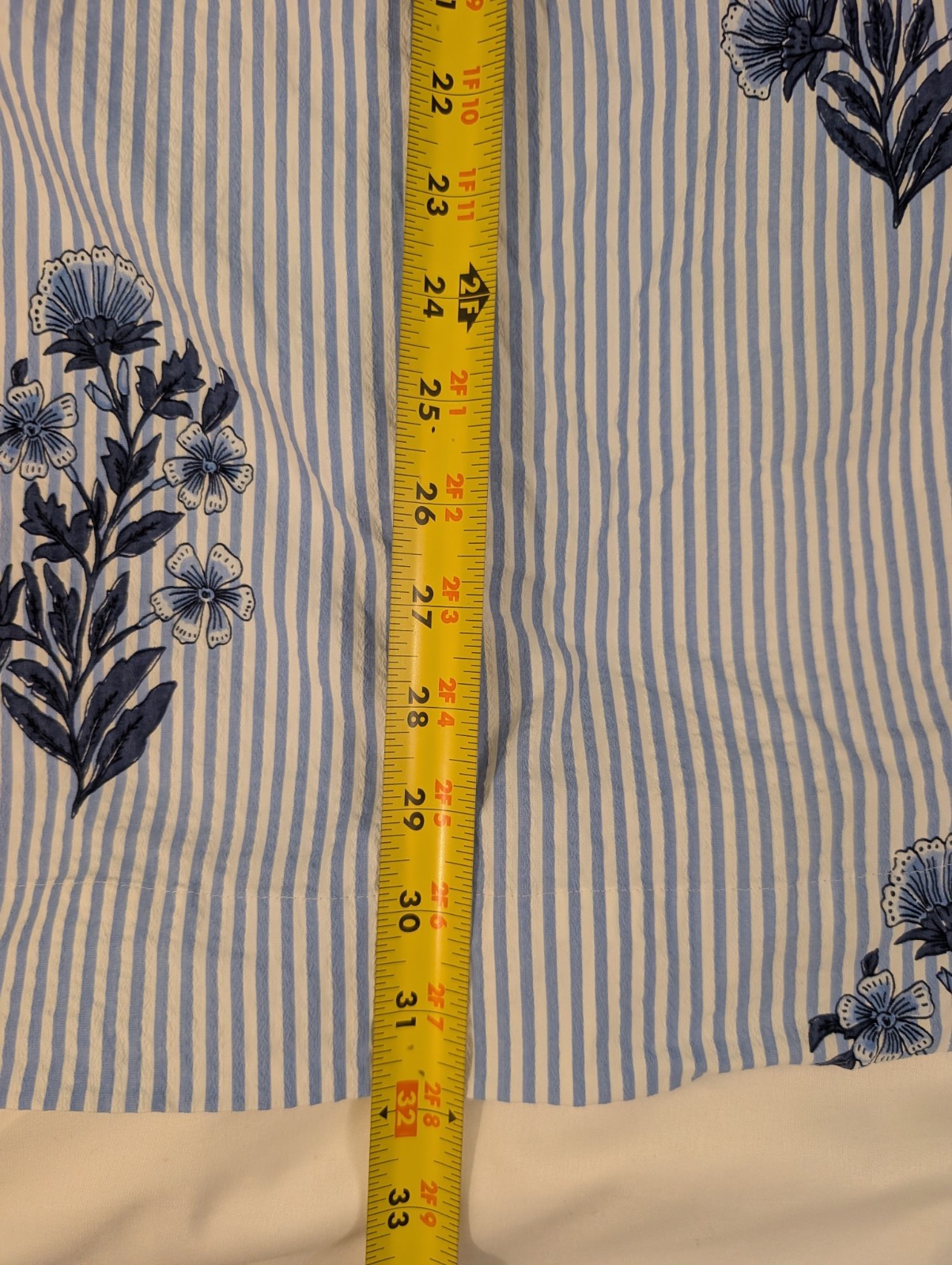 Vineyard Vines Performance Seersucker Dress L Blue White Stripe Floral Nautical