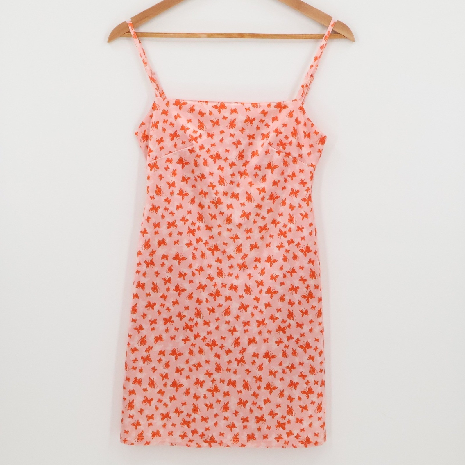 Urban Outfitters Y2K Mini Slip Dress Pink Butterfly Twee Fairy Soft Girl Size S