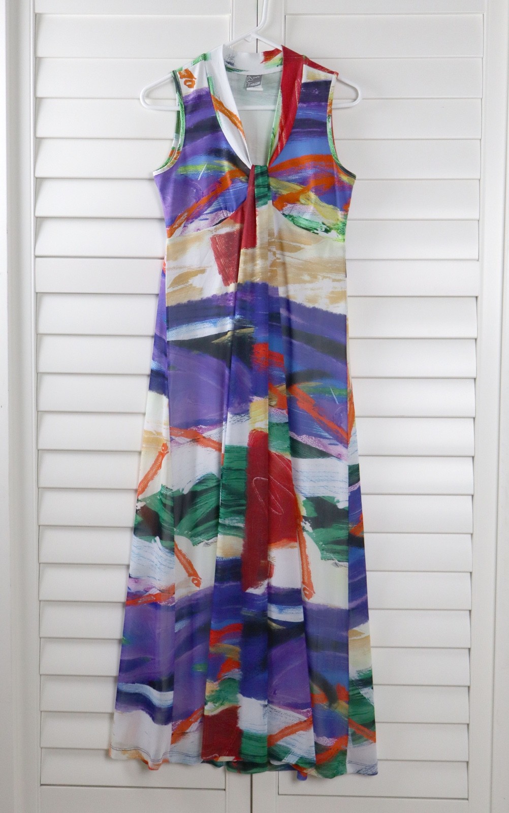 SIMPLY ART BY DOLCEZZA $159 Vibrant Print Mesh Maxi Tank Dress Size Small