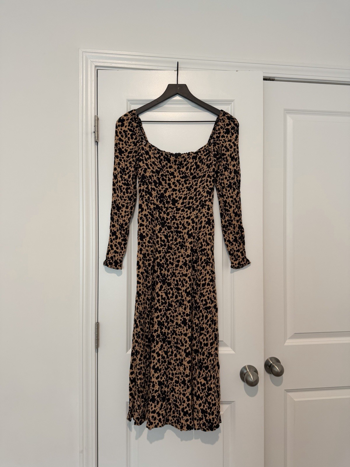 Reformation Sigmund Blitz Leopard Print Midi Dress Size 2