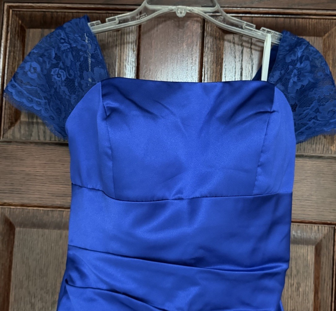 Ryanth Royal Blue Satin Mermaid Elegant Size 2 XS Formal Evening Gown Corset NWT