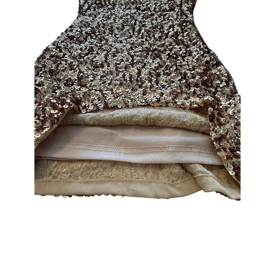 PrettyGuide Gold Sequin V Neck Sleeveless Party Cocktail Mini Dress – Small