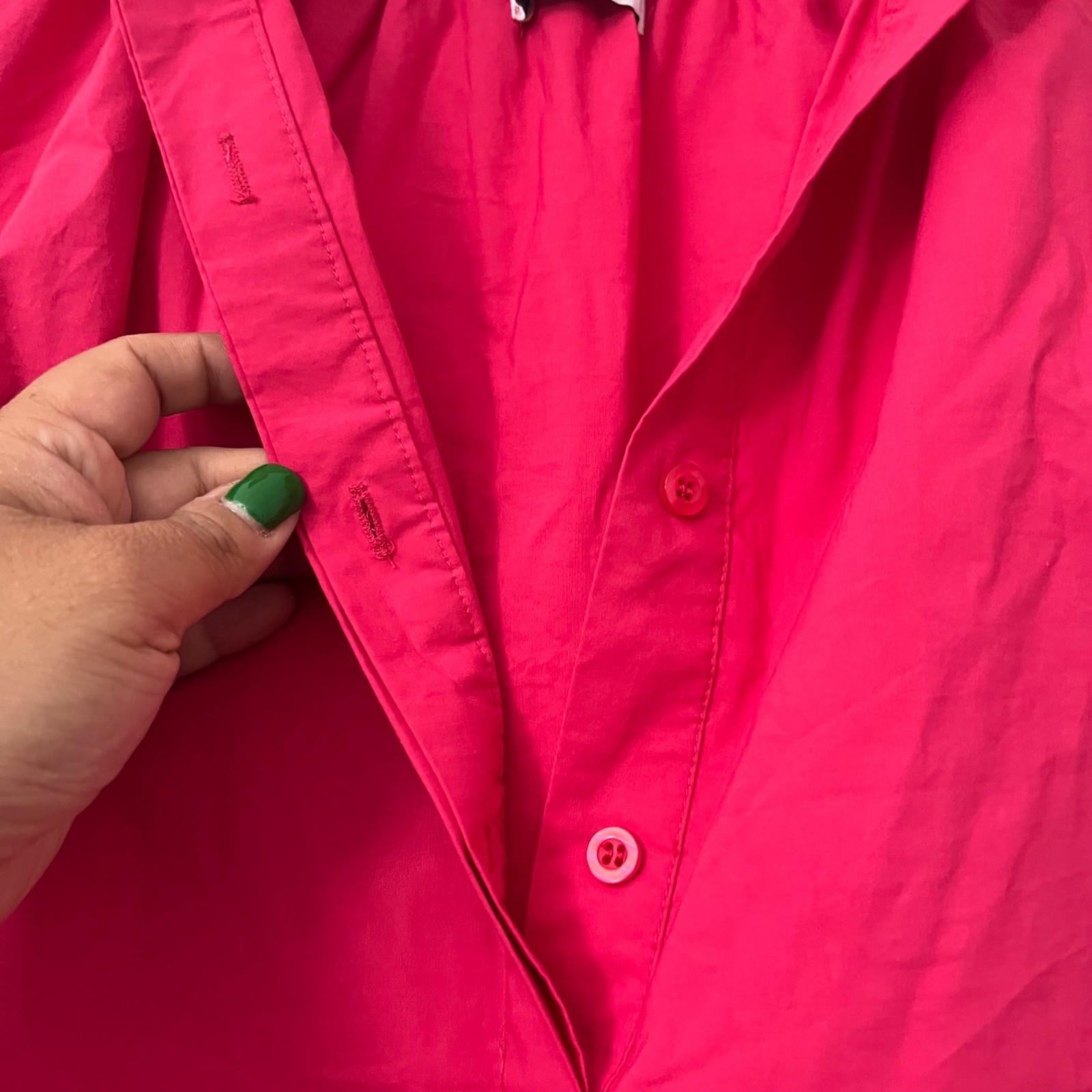 Caryn Lawn Womens Emily Fuchsia Ruffle Neck Poplin Shirt Dress One Size