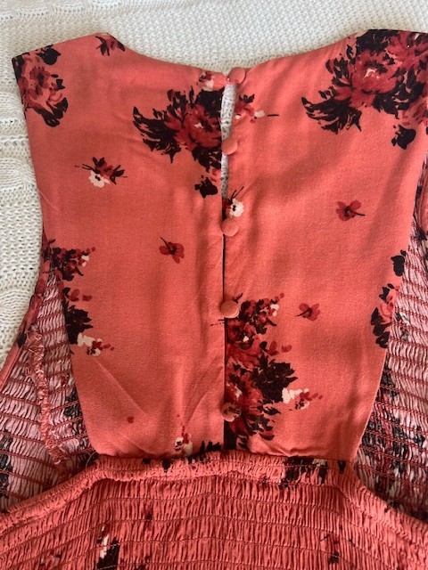 TORRID Rust Floral Print Smocked Challis Midi Summer Dress Size 1 S/M NEW