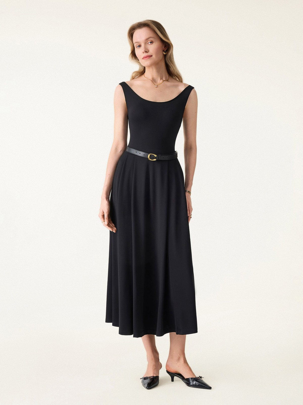 Best Seller OGL Balletic Scoop Neck Midi Bra Dress with Pockets