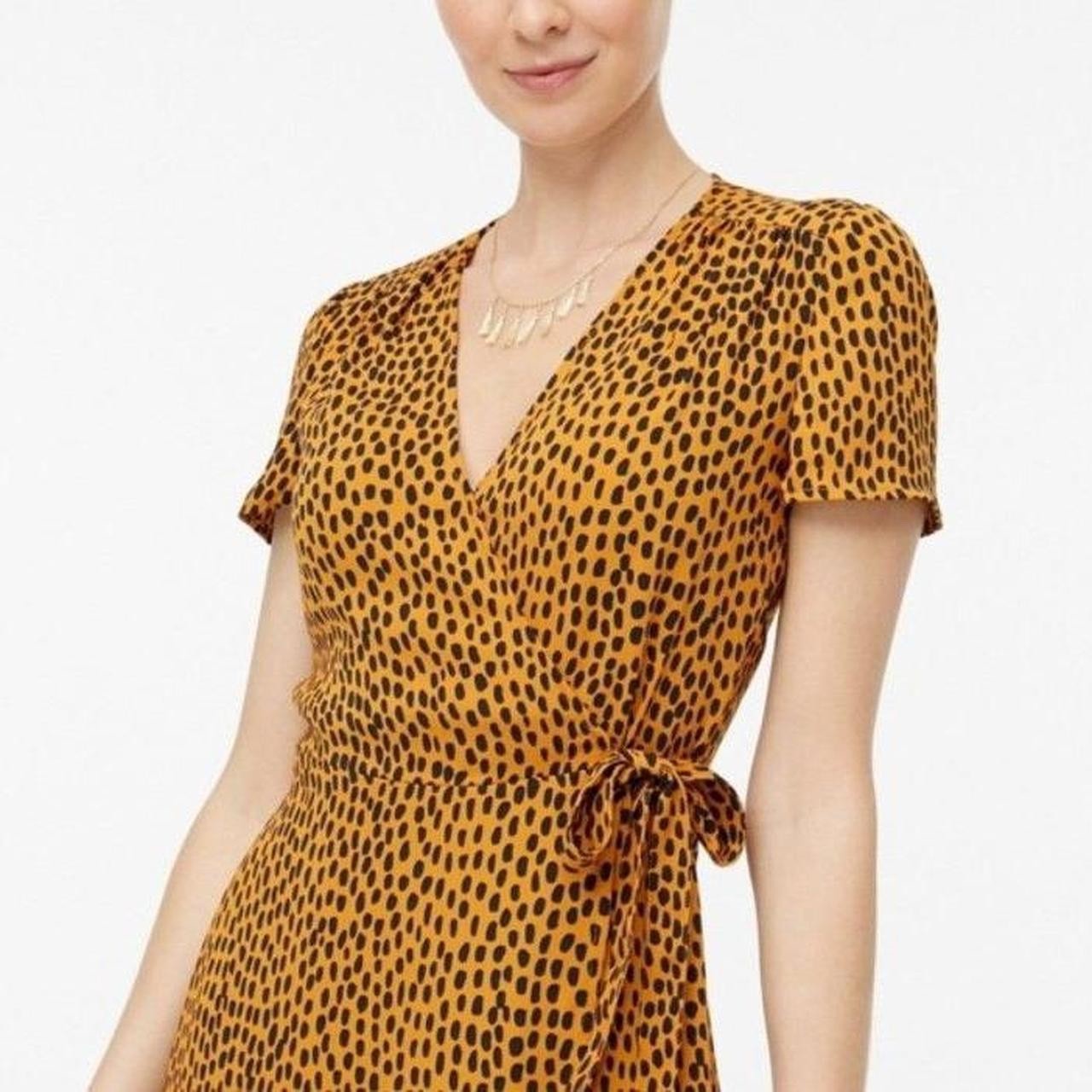 J Crew Orange Leopard Wrap Dress Size 6