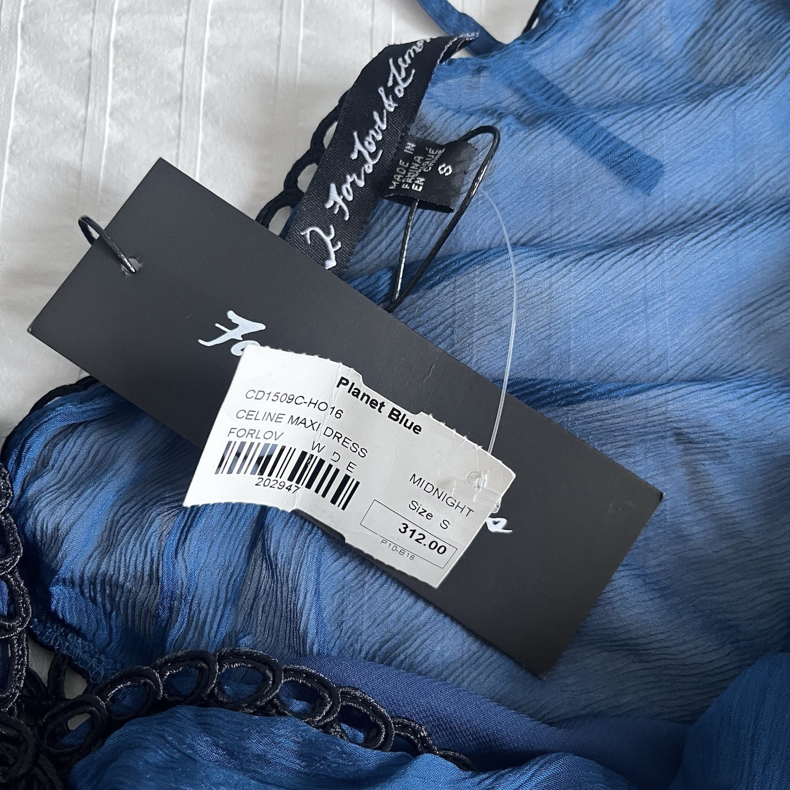 For Love And Lemons Celine Maxi Dress Size S Blue Silk Blend Bohemian NWT