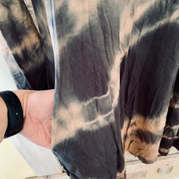 LOVE TANJANE Womens S Tie Dye Olive & Tan Drape Sleeve Dres