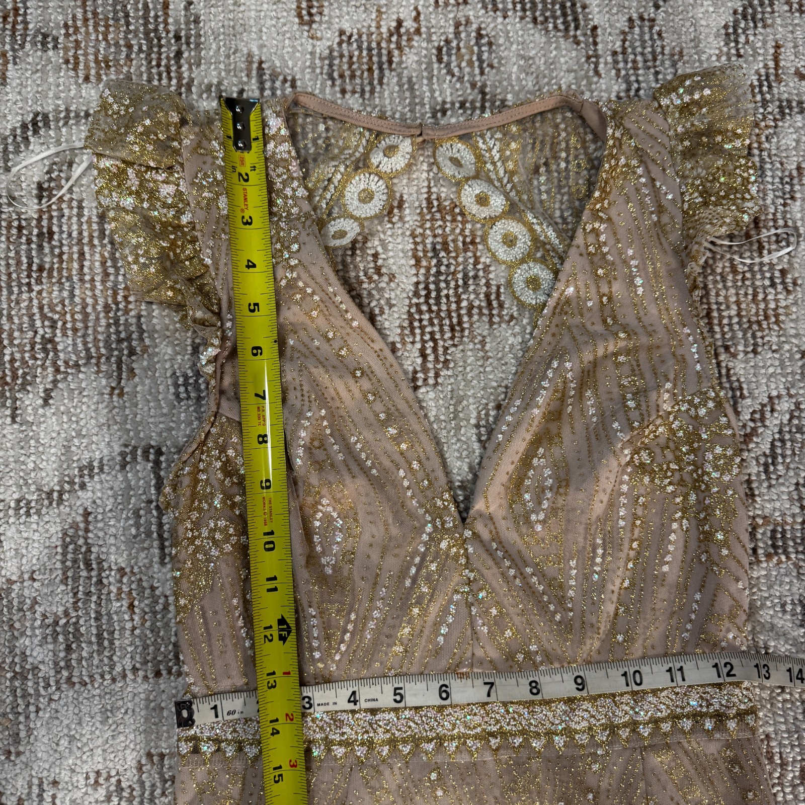HELLO MOLLY 4 NWOT Glitter Match Me Champagne Open Back Mini Cocktail Dress