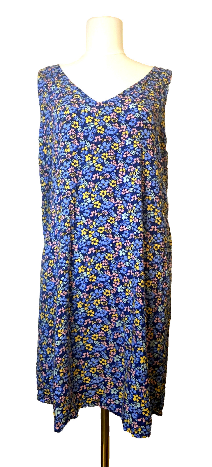 NWT Gap Floral Summer XL Dress Soft Sleeveless Pullover Blue, pink, gold, white