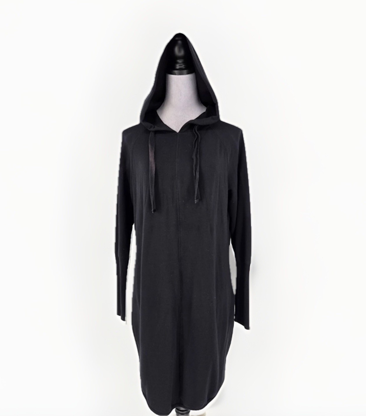 Athleta Dress Womens Medium Black Sweatshirt Stretch Knit Hooded Athleisure