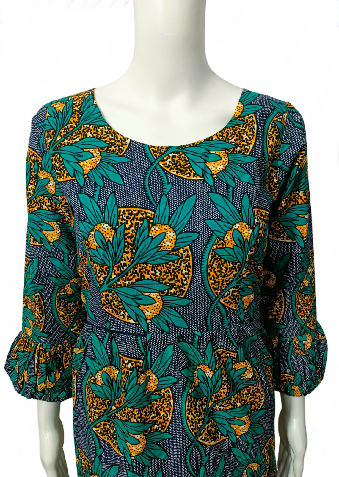 Rare Find African Mermaid Dress Medium Multicolor Midi Length Elegant Pre-Loved