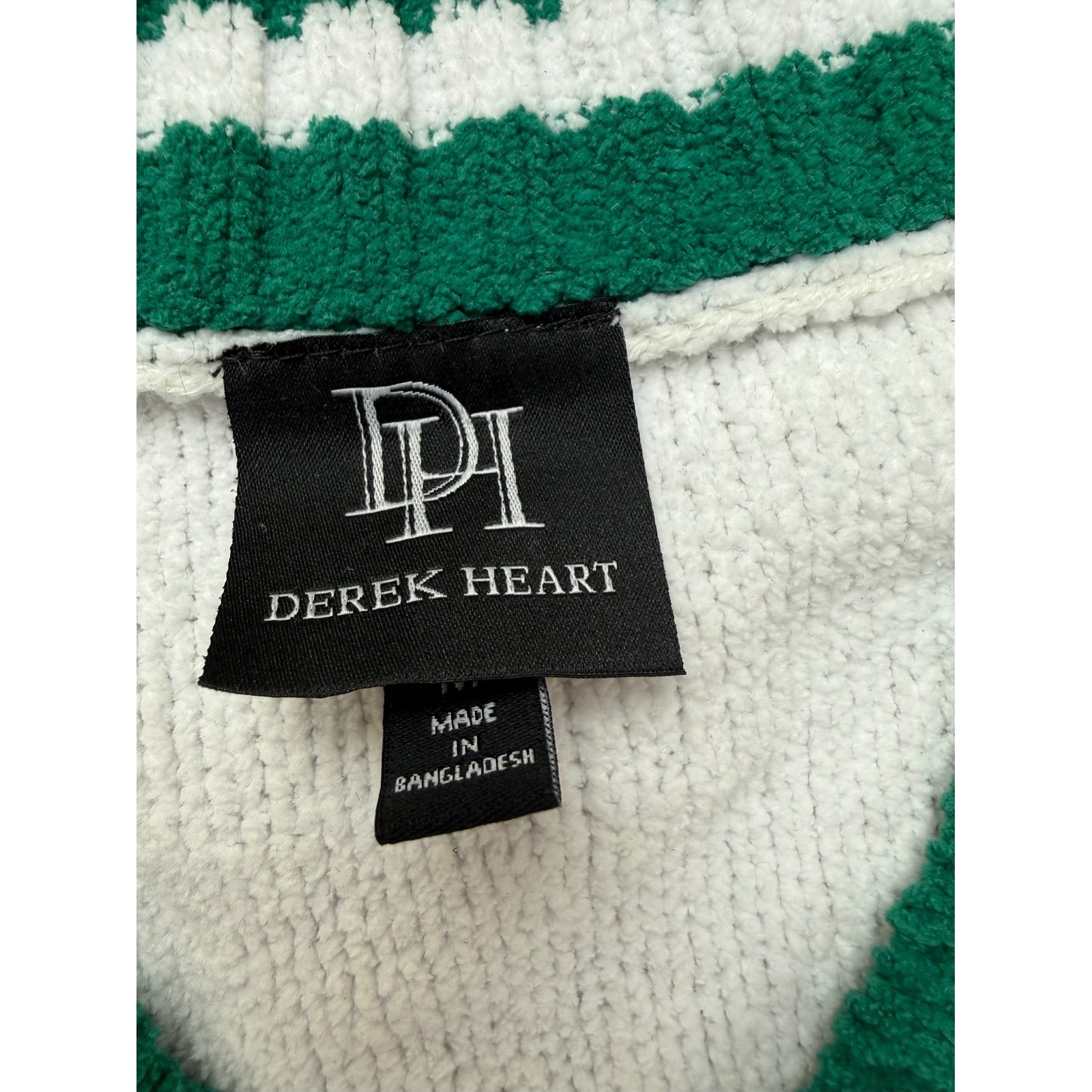 Preppy Varsity Sweater Dress Cable Knit Green Trim Medium Derek Heart