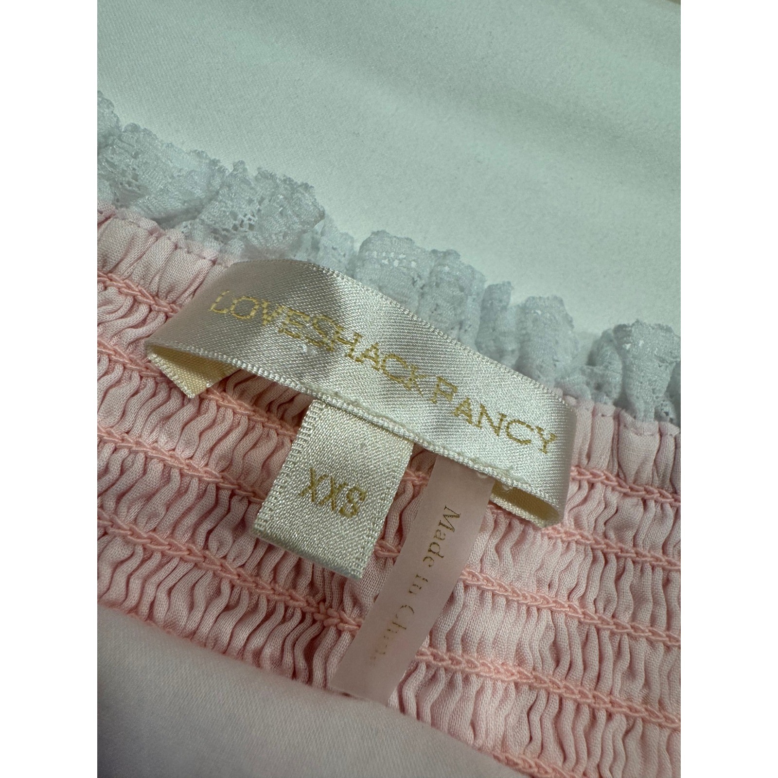 LoveShackFancy Pink Stripe Lace Trim Maxi Dress XXS Pastel Cottagecore Good