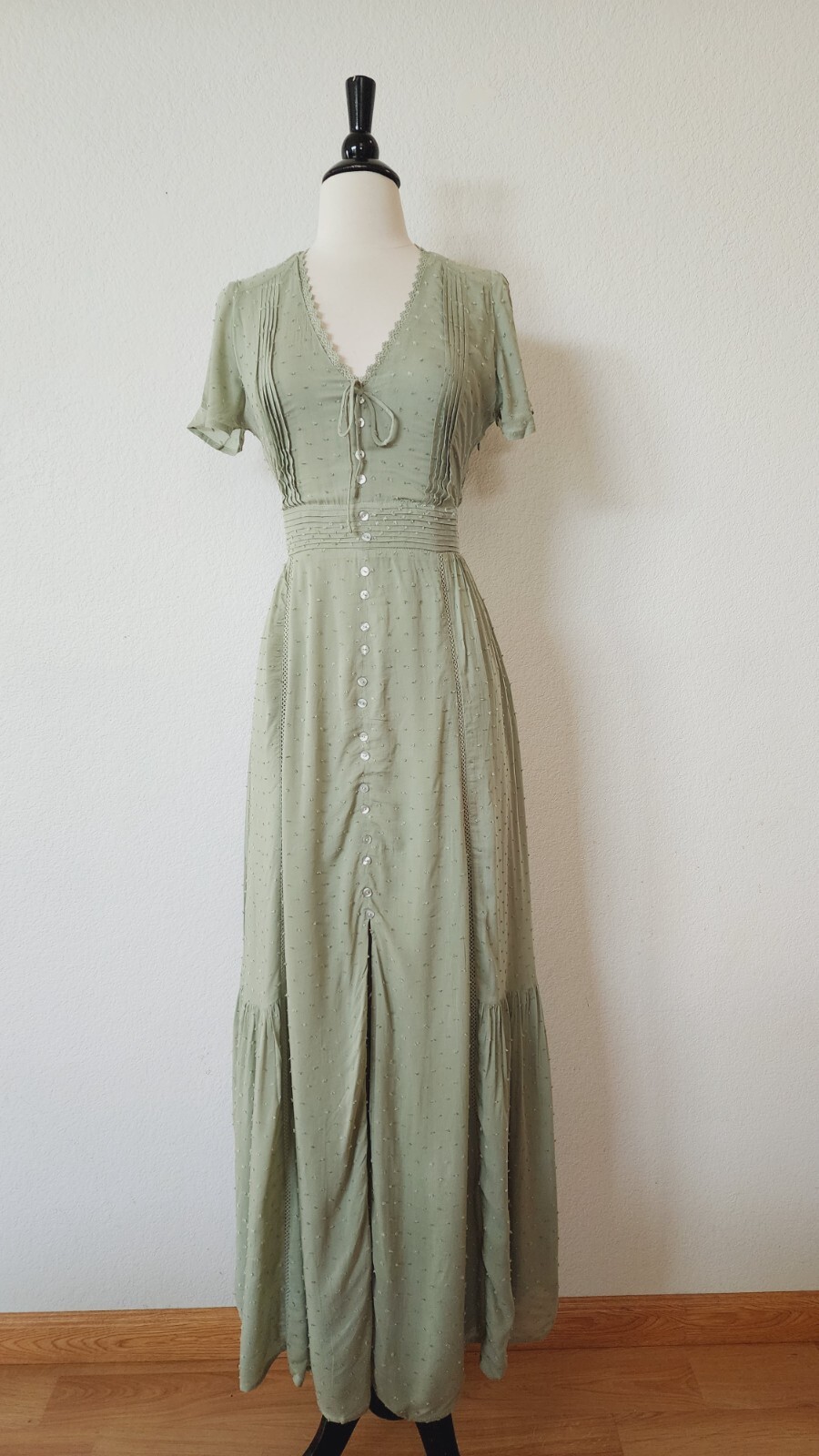 Anthropologie Maxi Dress New Size Small XS Green Wedding Romantic Bridal Boho