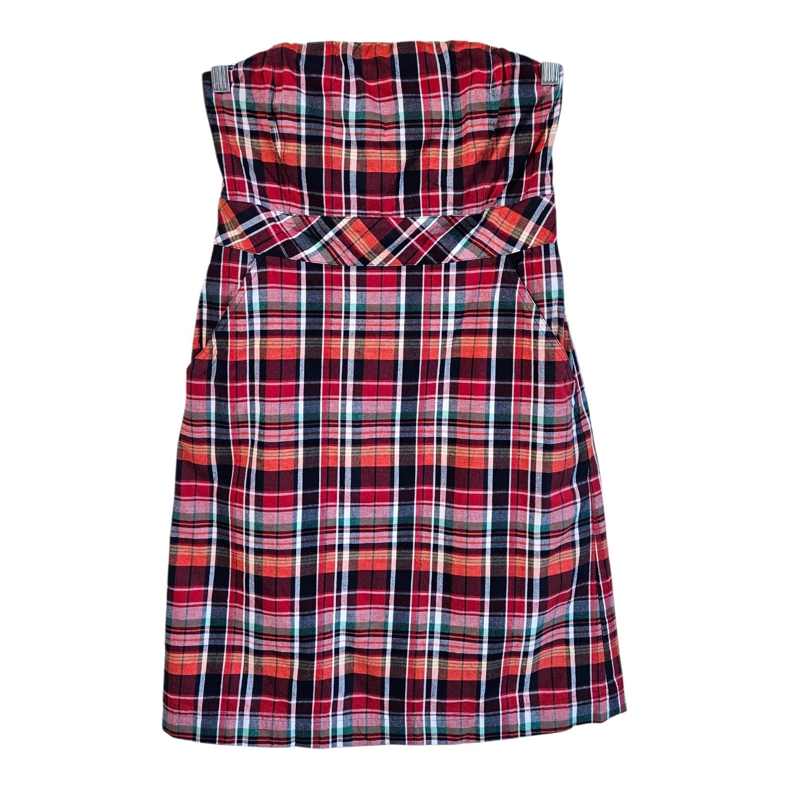 VINEYARD VINES Women’s 6 Sheath Dress Strapless Madras Plaid Preppy Mini Cotton