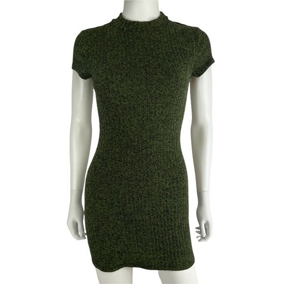 Mod Ref Cut Out Back Knitted Ribbed Dress Womens Size S (I10185)