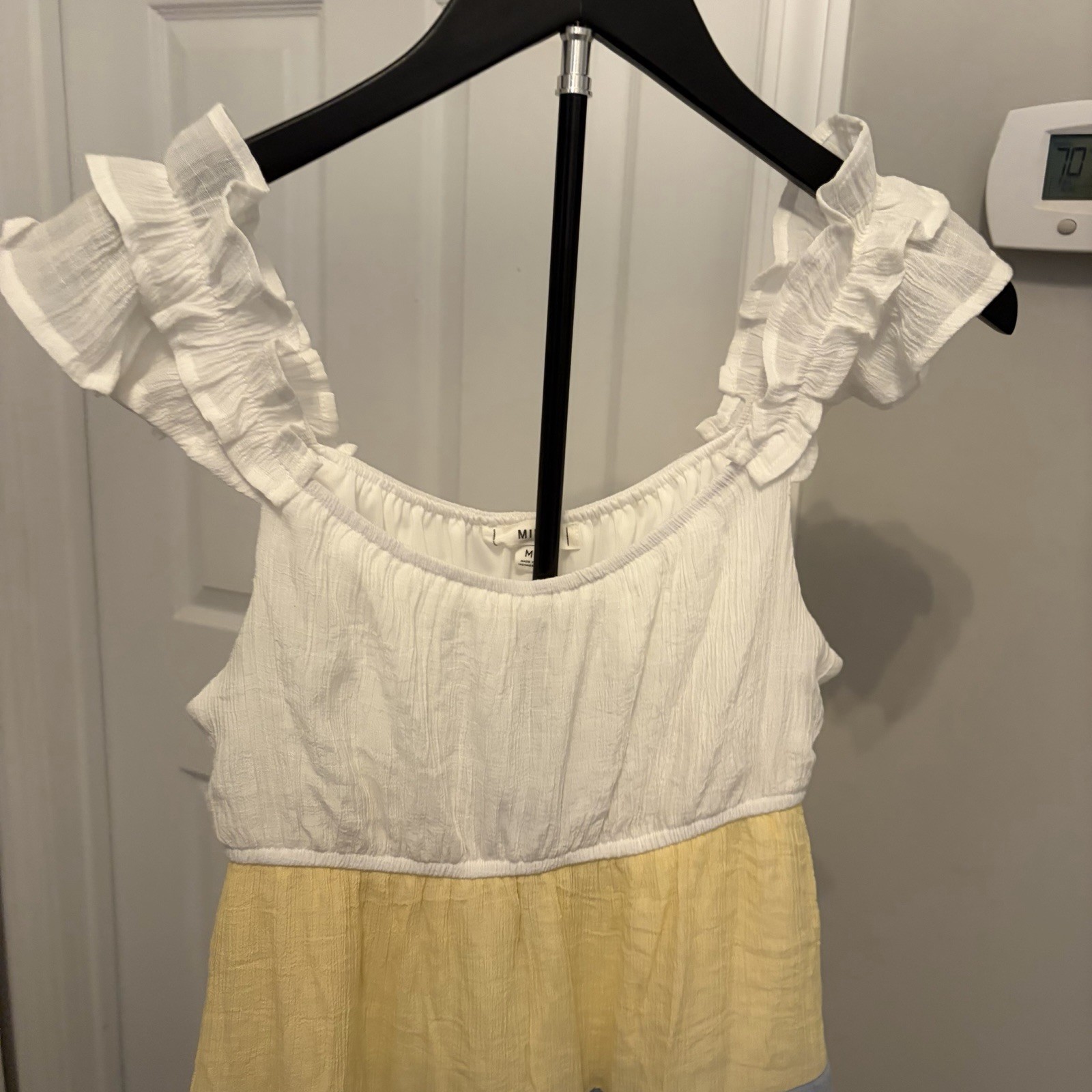 Mine Boutique Pastel Colorblock Tiered Mini Sundress Med Cottagecore Boho EUC