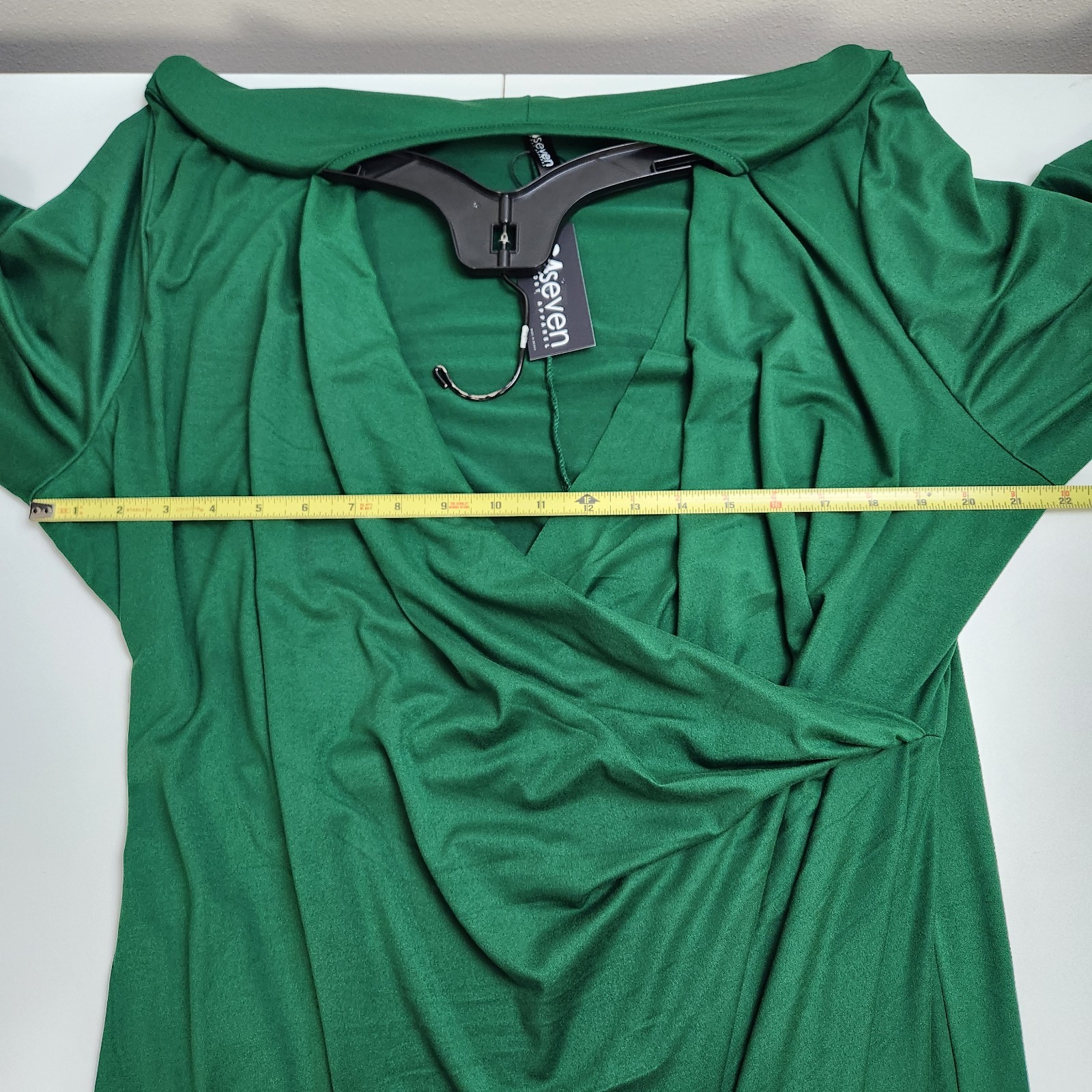 24Seven Green Surplice Neck Pullover 3/4 Sleeve Comfort Dress Womens Size 3X NWT