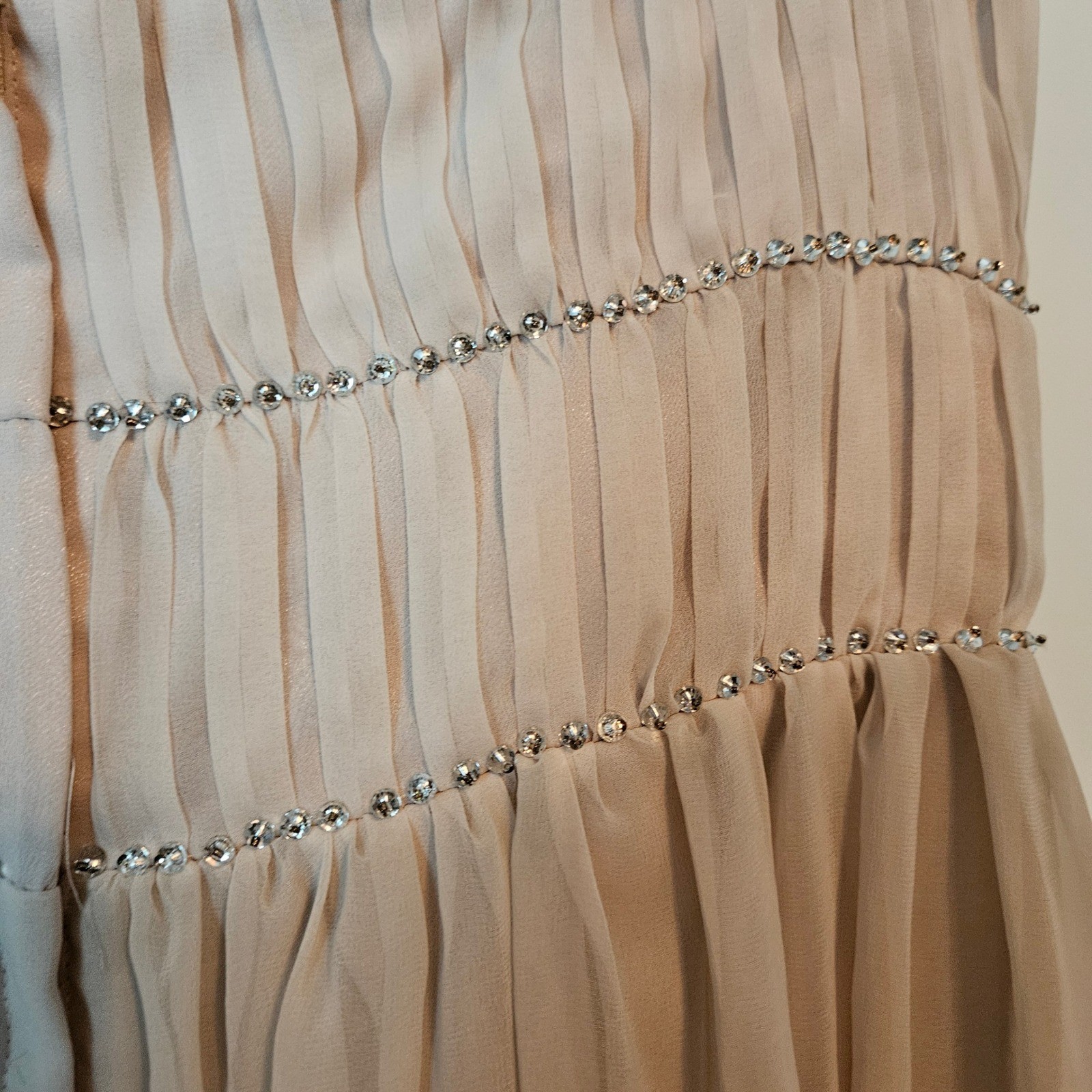 H&M Strapless Rhinestone Pleated Cocktail Dress Size 12 Feminine Wedding Guest