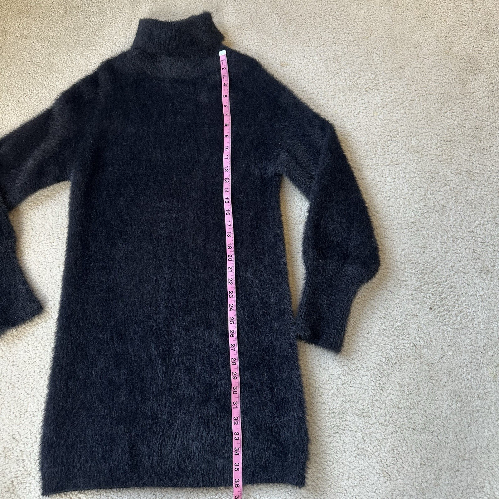 NEW &merci Womens Size Small Black FUZZY Turtleneck Dress WARM Boutique Store