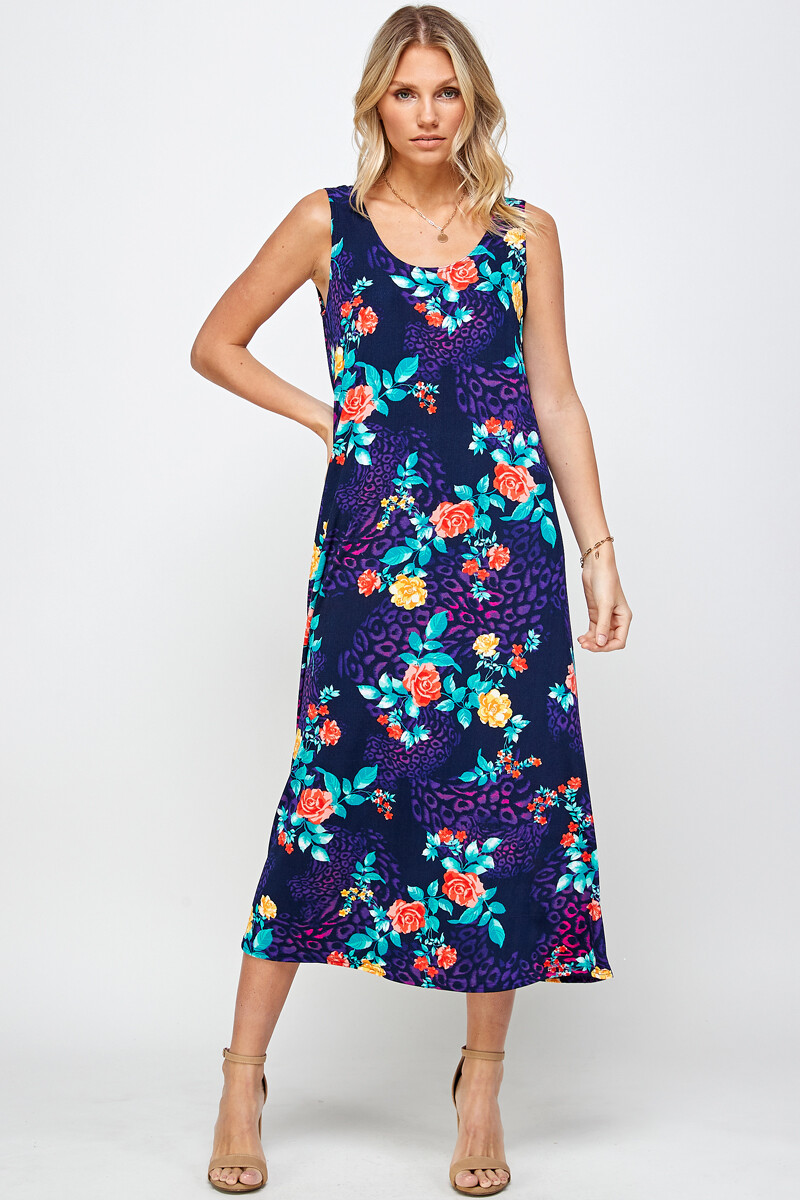 Travel Knit Dress, long A-Line Tank, Stretchy NO-IRON poly/span. #301