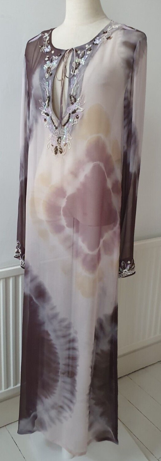 ***GORGEOUS***ALL SAINTS ZAMI MAXI KAFTAN, UK14, US10, EU42, 100% SILK