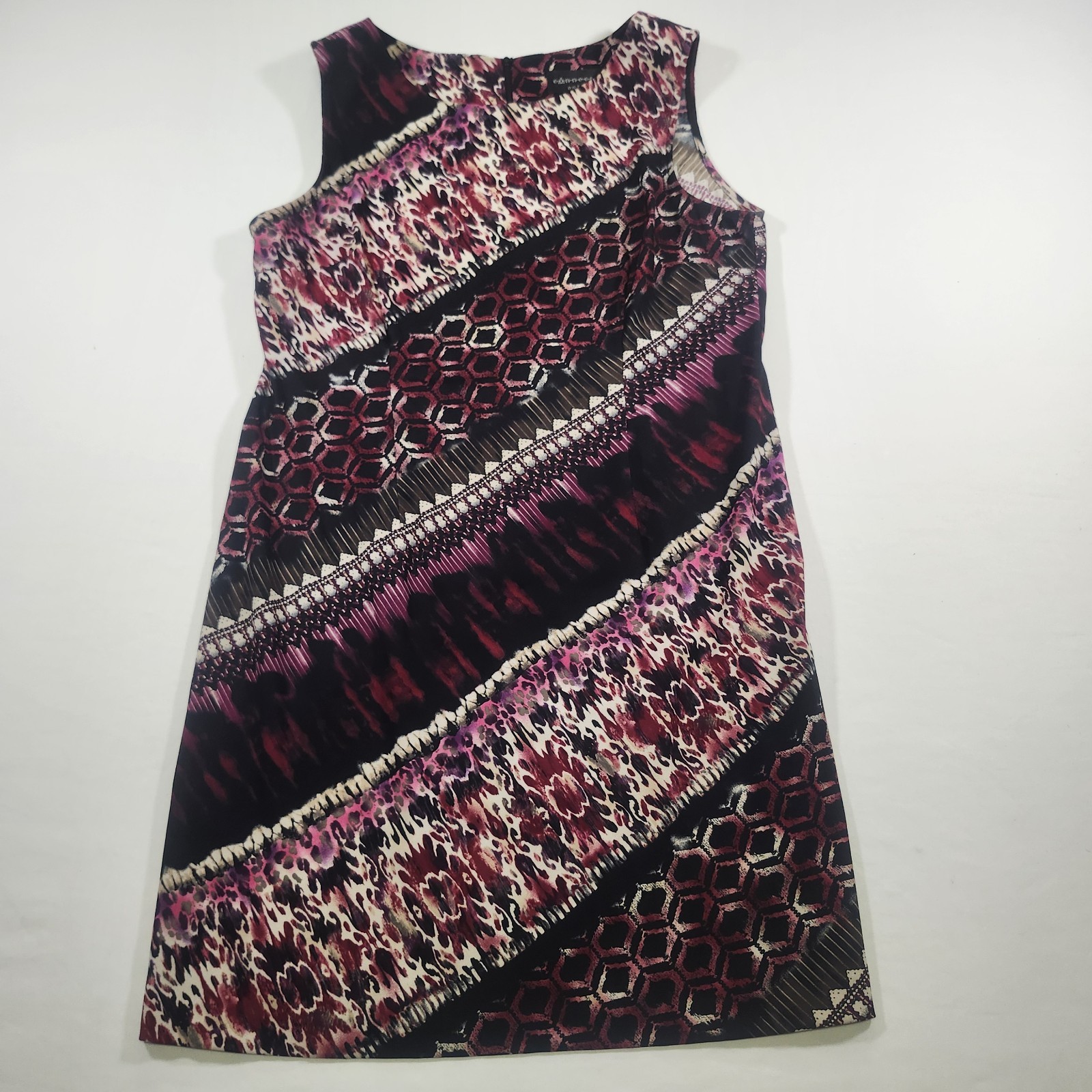Connectec Apparel Shift Dress Multi Color Geometric Abstract Print Womens 14P