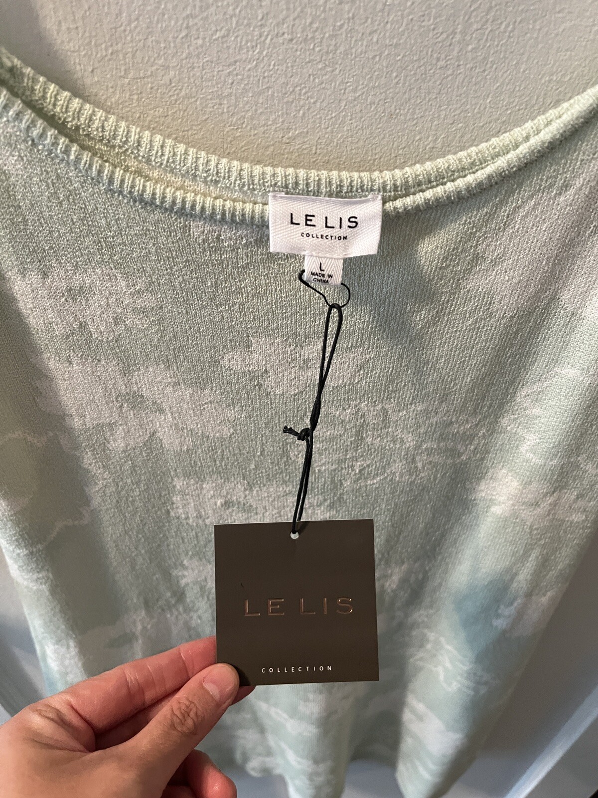 Le Lis Size Large Mint Green Floral Mini Dress
