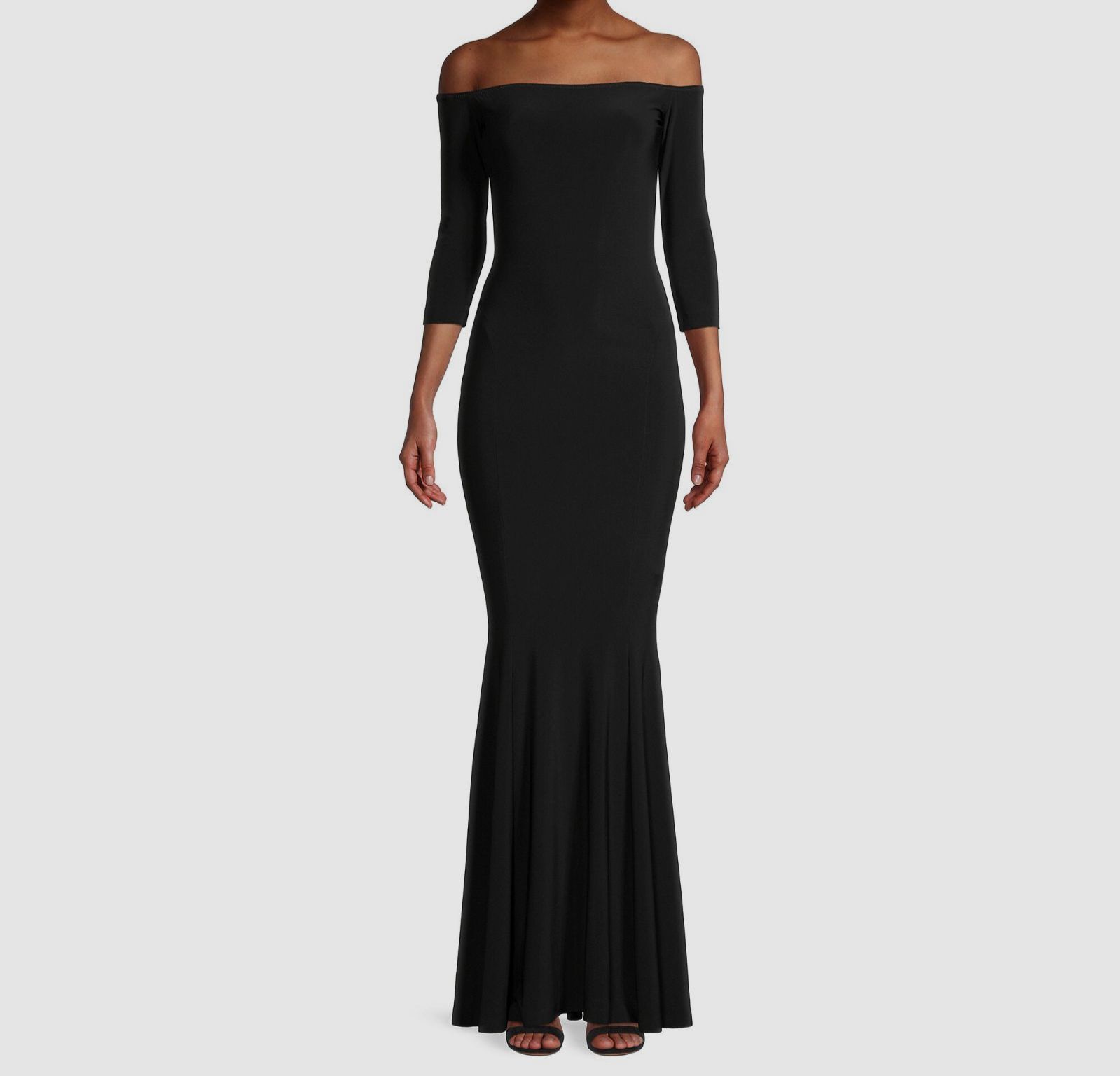 $296 Norma Kamali Women’s Black Cutout Off-The-Shoulder Gown Dress Size L/40