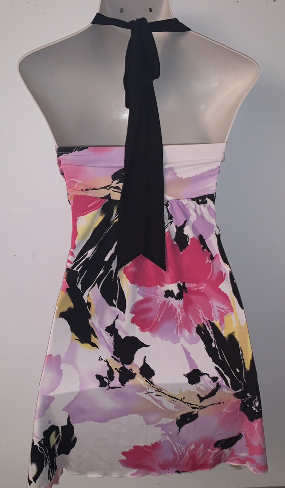 Womens LA BELLE Halter Strap Floral Above Knee Dress ~ Size Medium M
