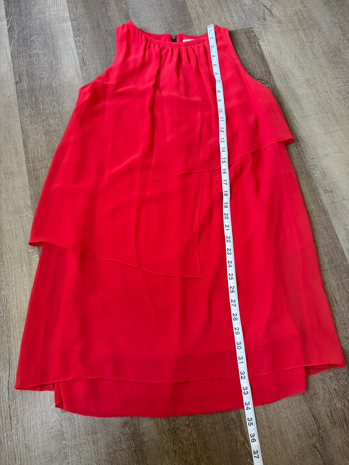 Sfera Red Sleeveless Shift Dress M Layered Ruffle Sheer Overlay Cocktail Party