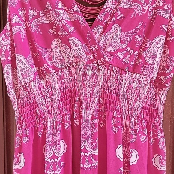 Unbranded Silk Blend Maxi Pink Floral Sleeveless Dress M