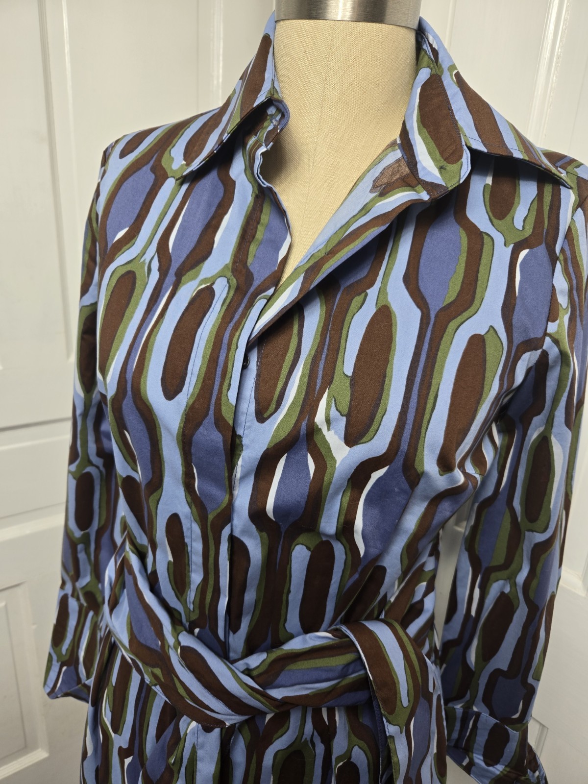 J. McLaughlin Orla Dress Size Small Blue, Brown And Green