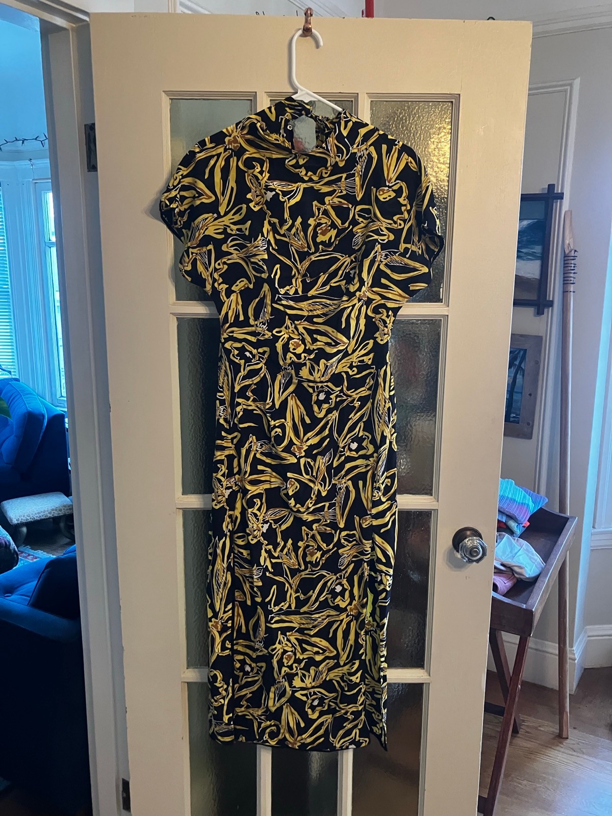 Diane Von Furstenberg Black and Yellow 100% Silk Dress