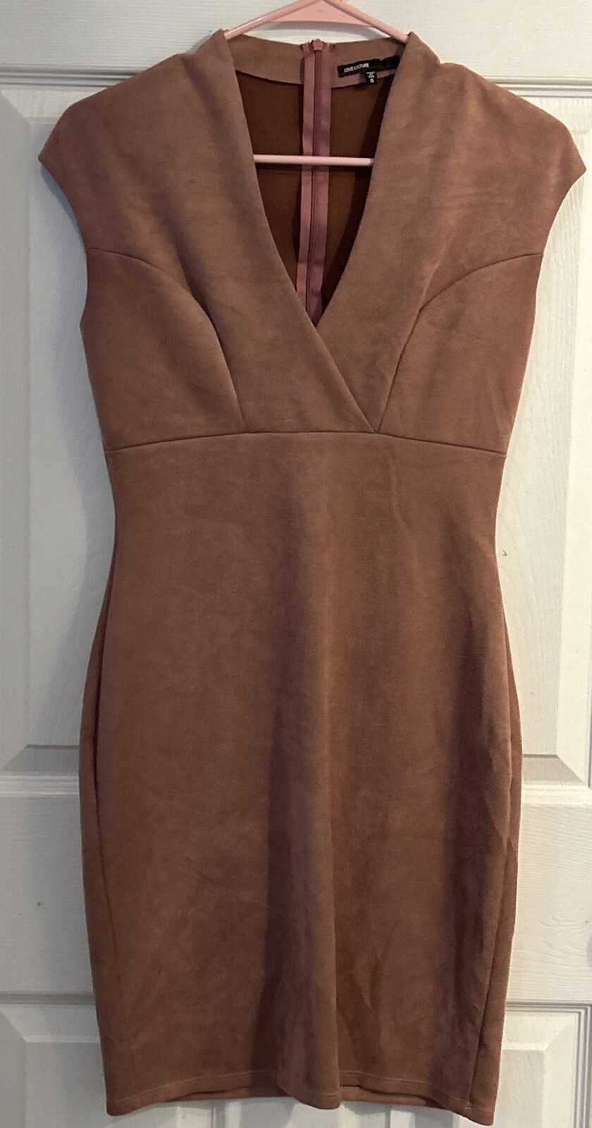 Love Culture Pink Velor Party Dress V-Neck Size S