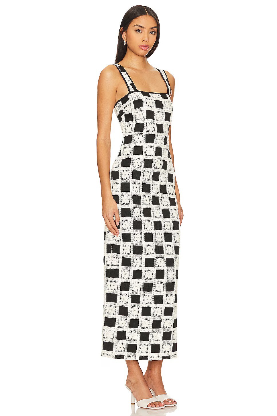 NEW NWT $238 TULAROSA “Anna” black white patchwork maxi dress – sz XXS