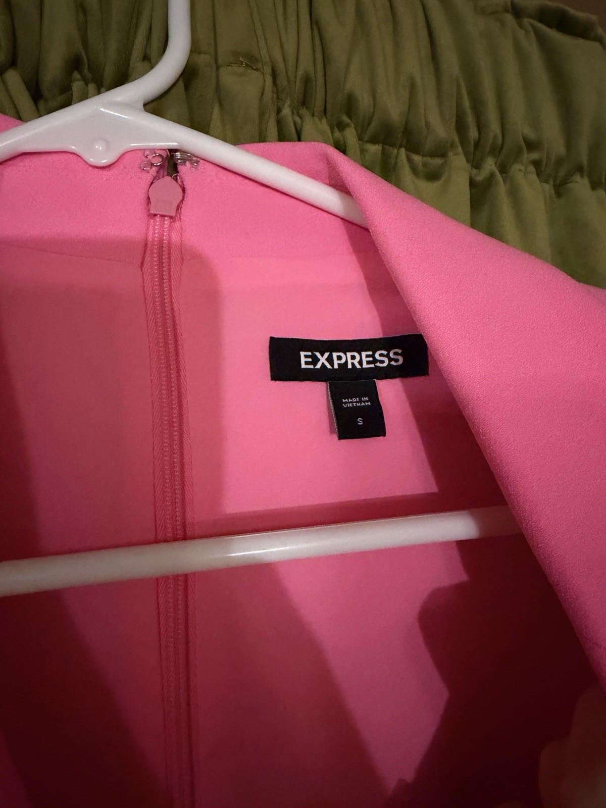 Express Pink Solid Mini Sheath Dress Collared Long Sleeve Cut-Out Zip Size S
