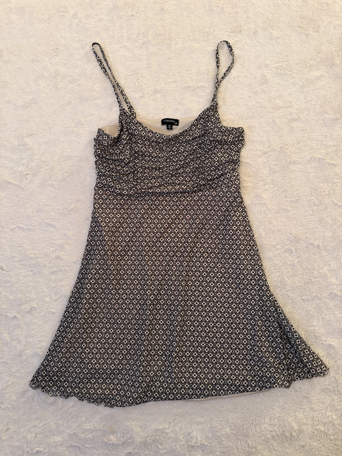 Originality Dillard’s Women’s Y2K Style Geometric Mini Dress Size M Ruched Bust