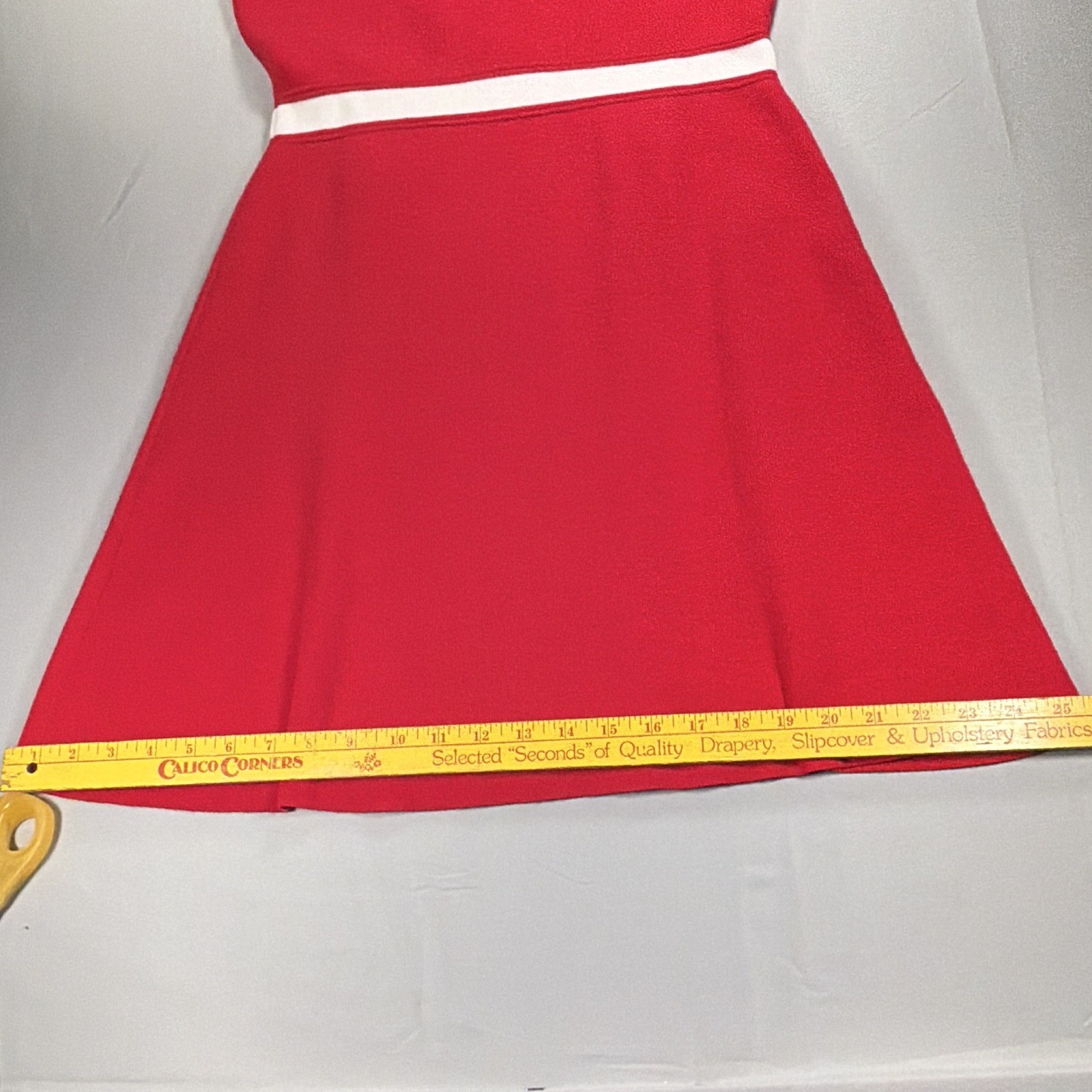MEROKEETY Red/White Sleeveless Knit A-Line, gold buttons, 60’s mod inspired.