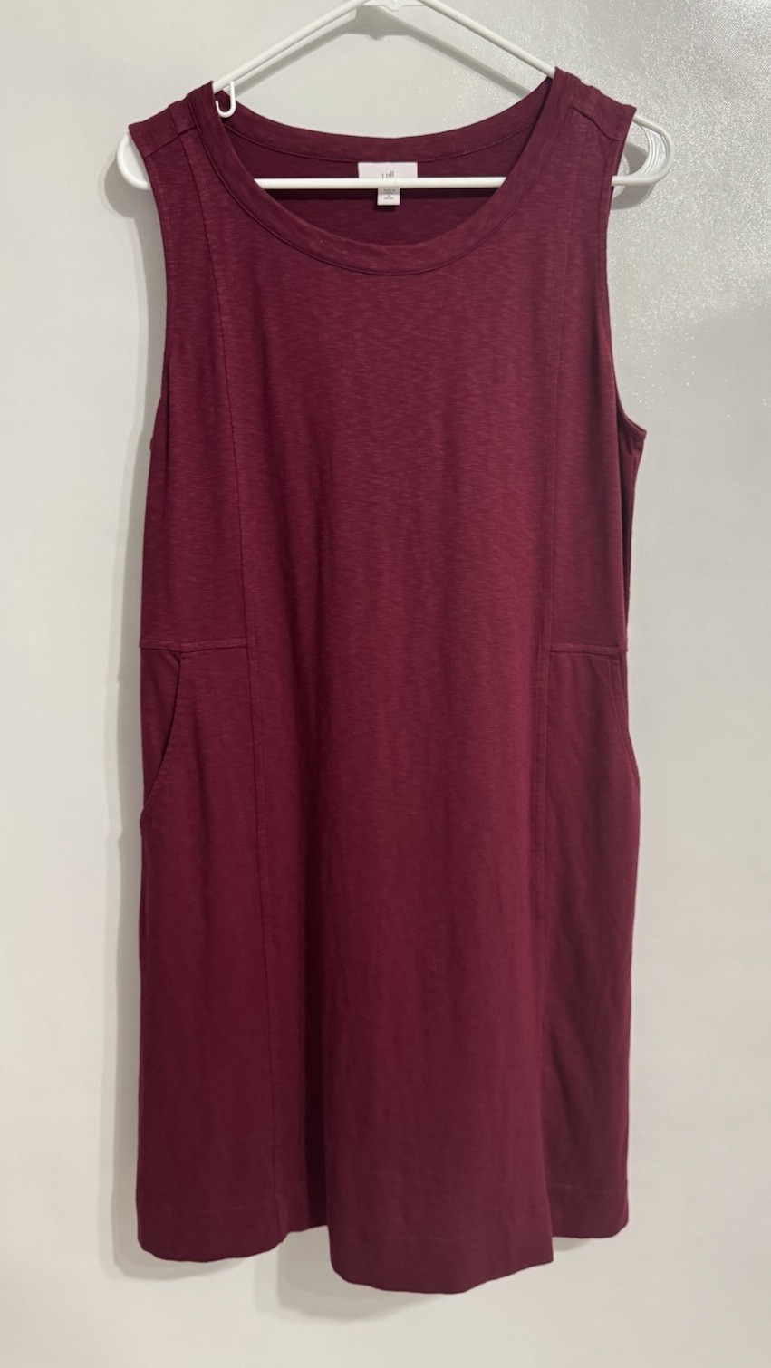J Jill MP Sleeveless Shift Dress Pockets Maroon Cotton Tencel Summer