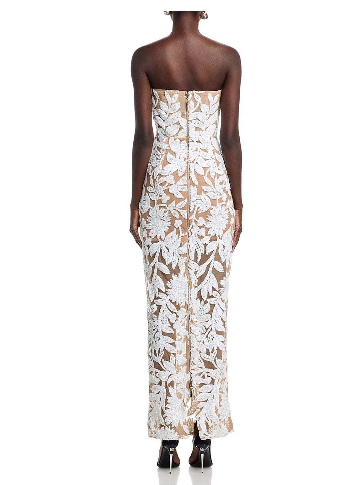 NWT Bronx and Banco Dahlia Strapless Floral Embroidered Sequin Maxi Dress