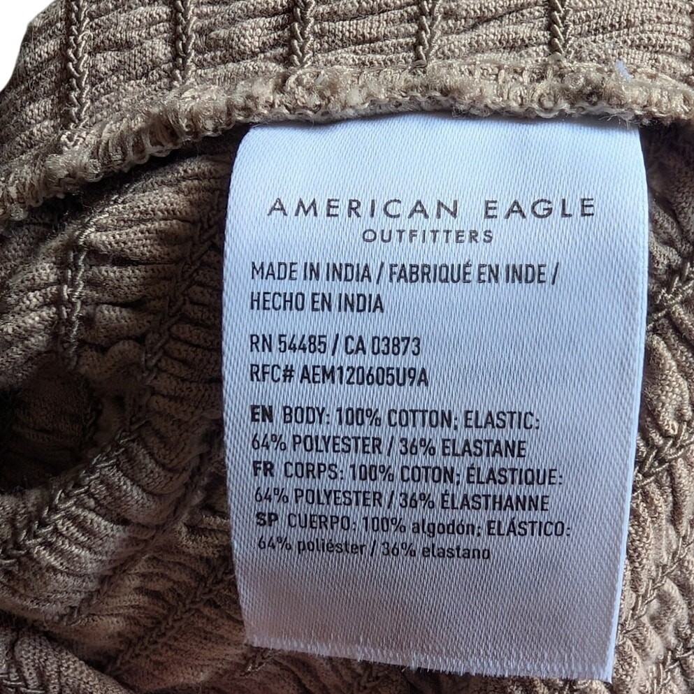 American Eagle Light Brown Smocked Tiered Ruffle Sundress
