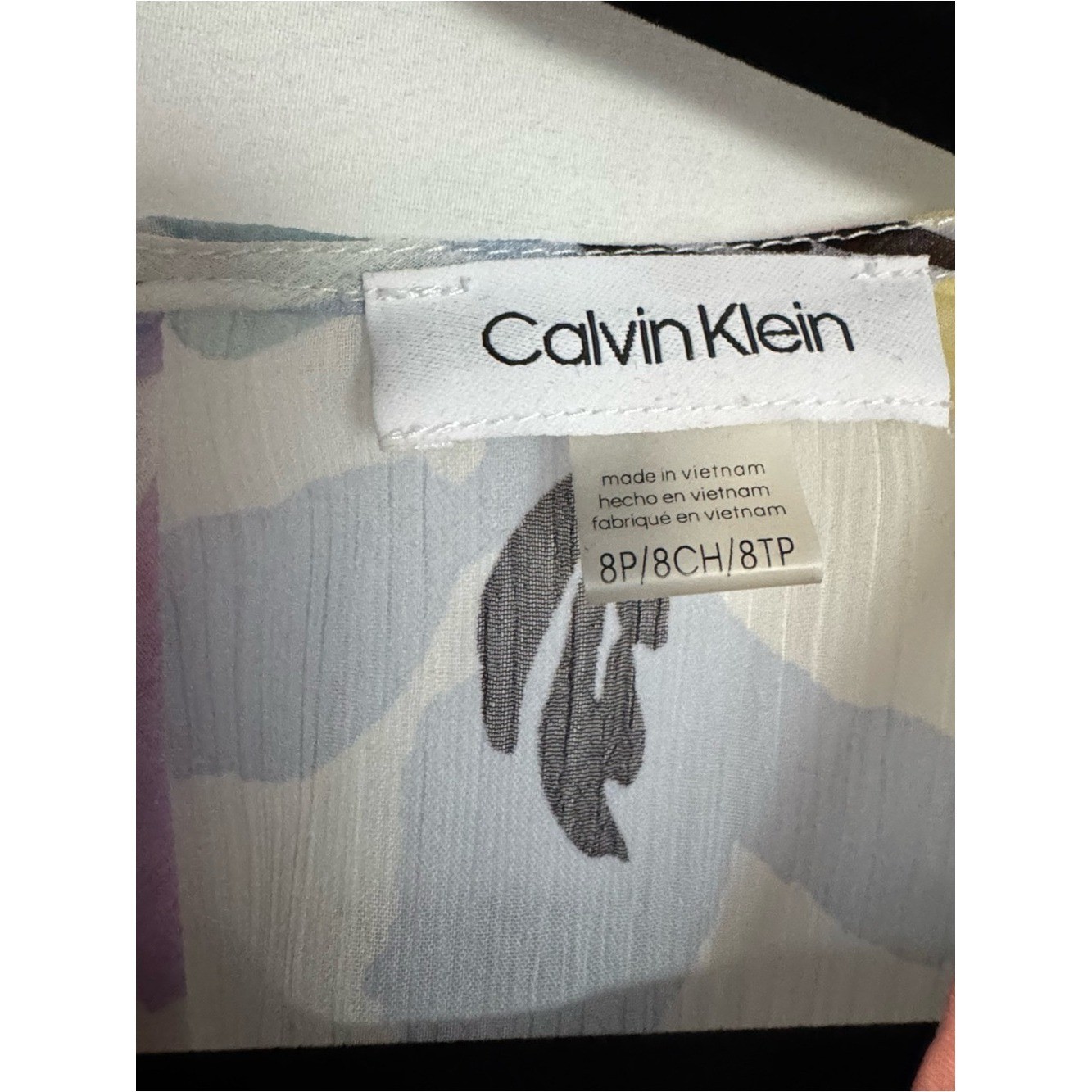 Calvin Klein Sheer Floral Wrap Dress Pastel Long Sleeve Fit & Flare Size 8P